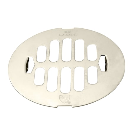 Westbrass 4-1/4" OD Brass Snap-in Shower Strainer Grid Drain Cover, Polished Nickel D3198-05